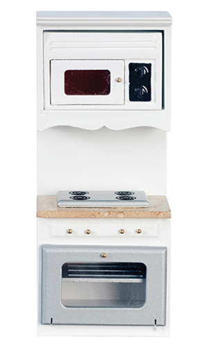 Oven with Microwave, White, Marble Counter